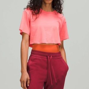 Lululemon Raspberry Cream All Yours Cropped T-Shirt - Size 4